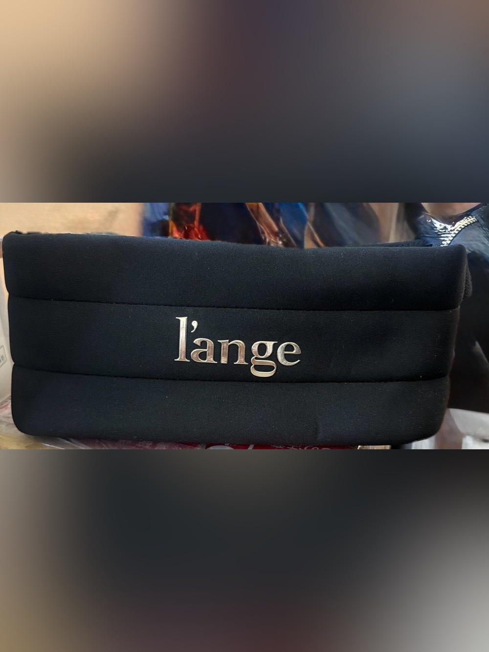 L’ange Styling Essentials Bag Black Quilted Neoprene Pouch NWT